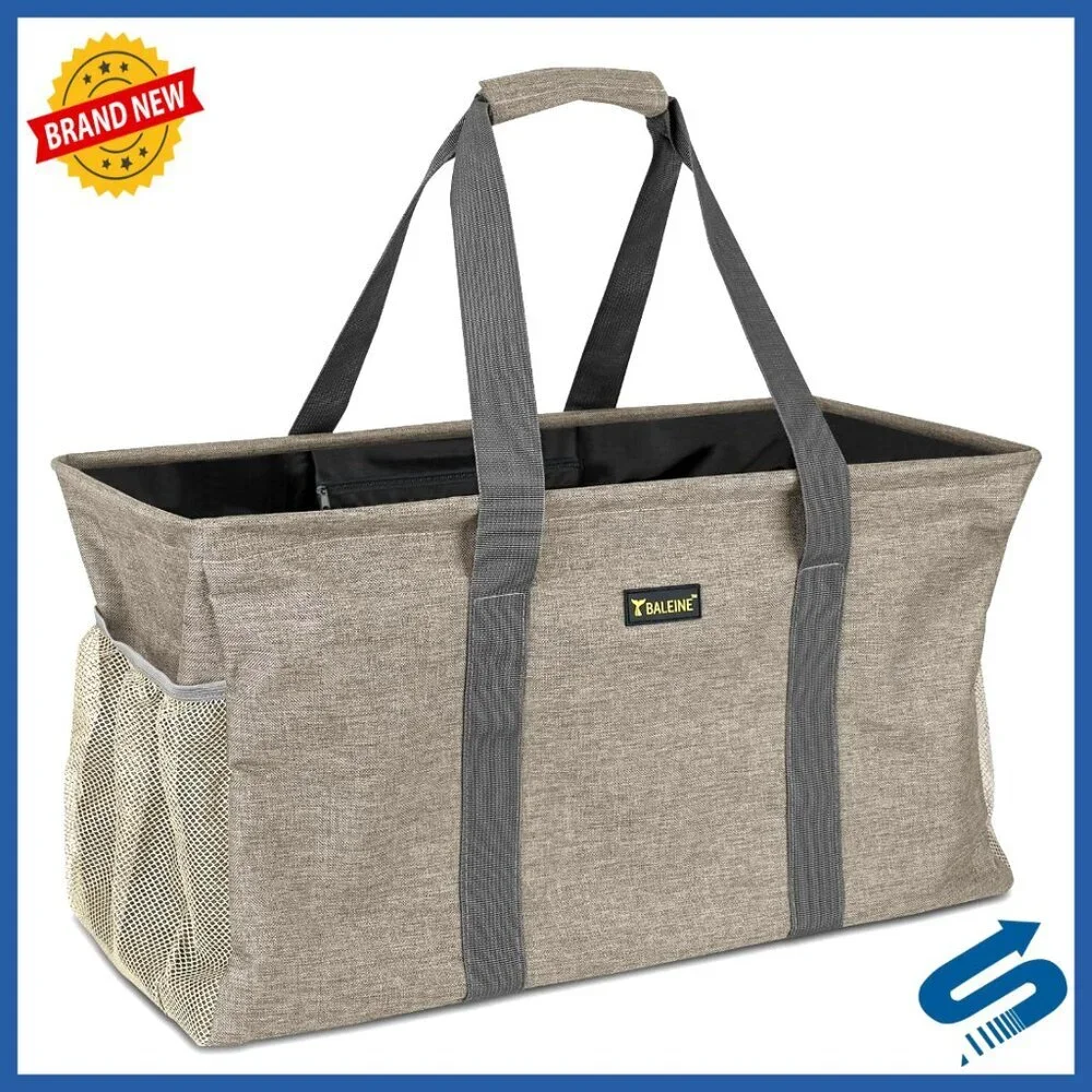 Extra Large Utility Tote with Wire Frame, 22x12x10, Oxford Fabric